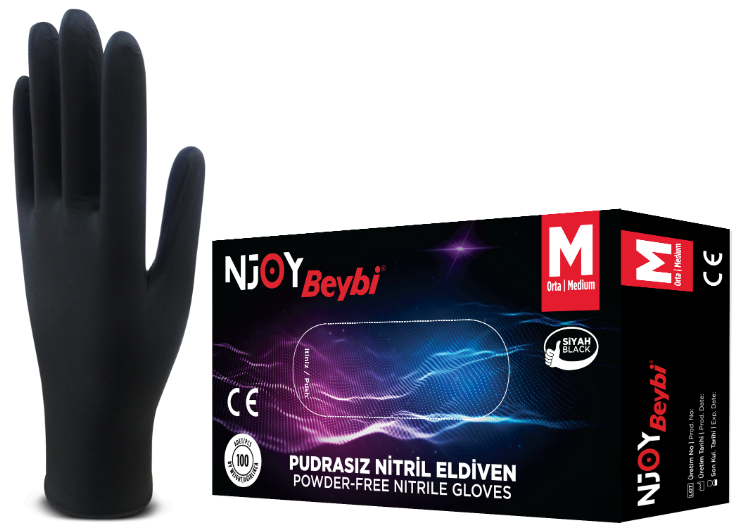 NJOY Nitrile Gloves Powder-Free Black 100 pcs.