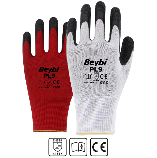 Work Gloves Latex PLY PL9Red/Black